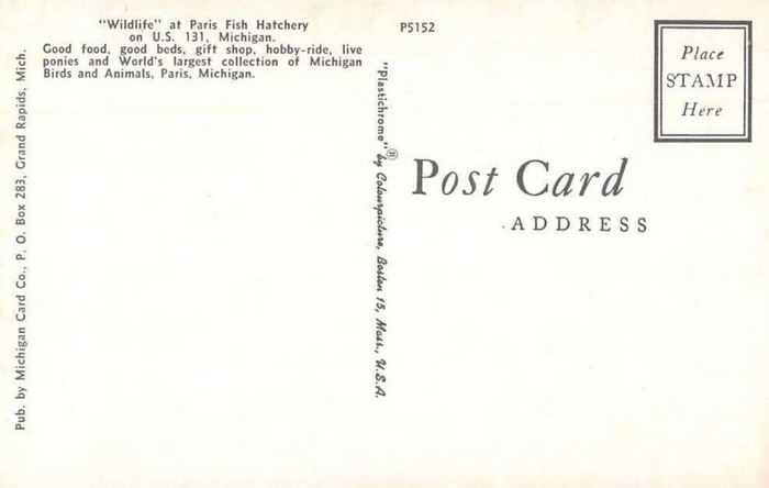 Paris Fish Hatchery - Postcard Back (newer photo)